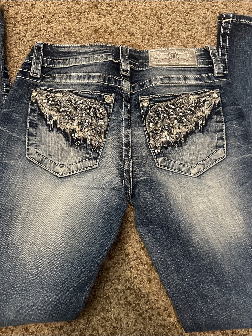 Miss Me Embellished Wings Signature Boot Cut Jeans
